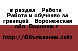  в раздел : Работа » Работа и обучение за границей . Воронежская обл.,Воронеж г.